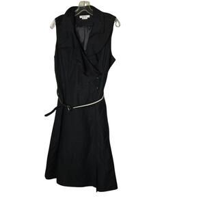 Appraisal Sleeveless Fit And Flare Mock Wrap Dress Black Belted Ruffled Size 12